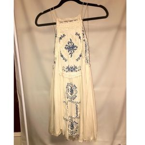Free People Backless Lace Embroidered Dress